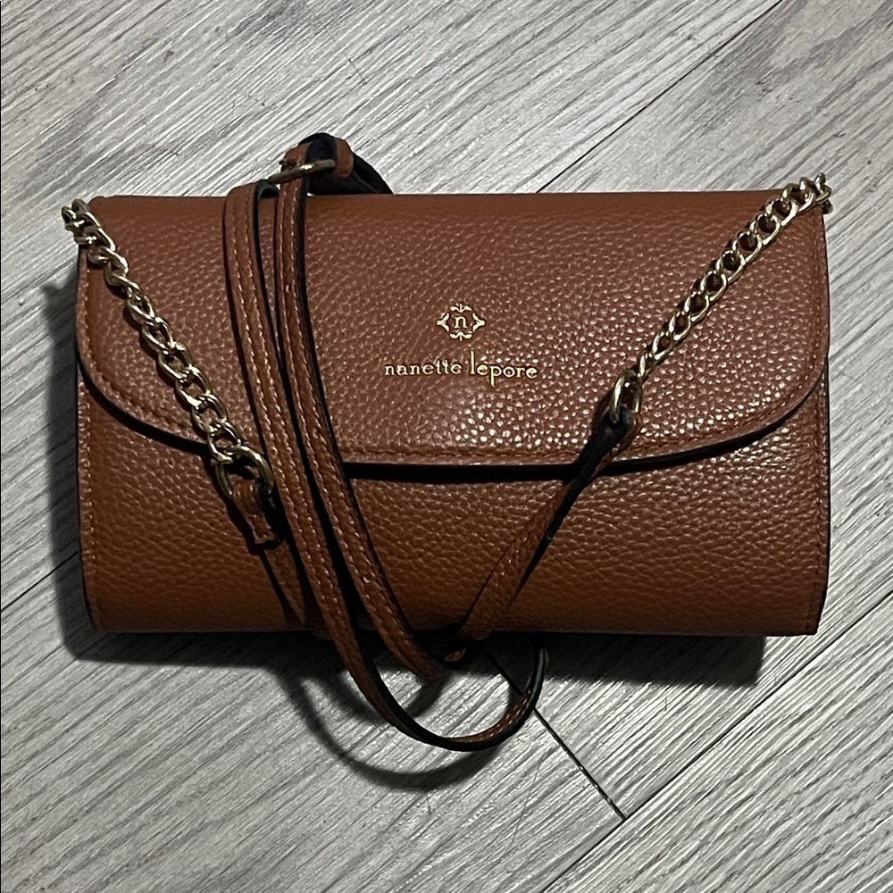 Nanette Lepore Brown Crossbody Bag with Chain Strap